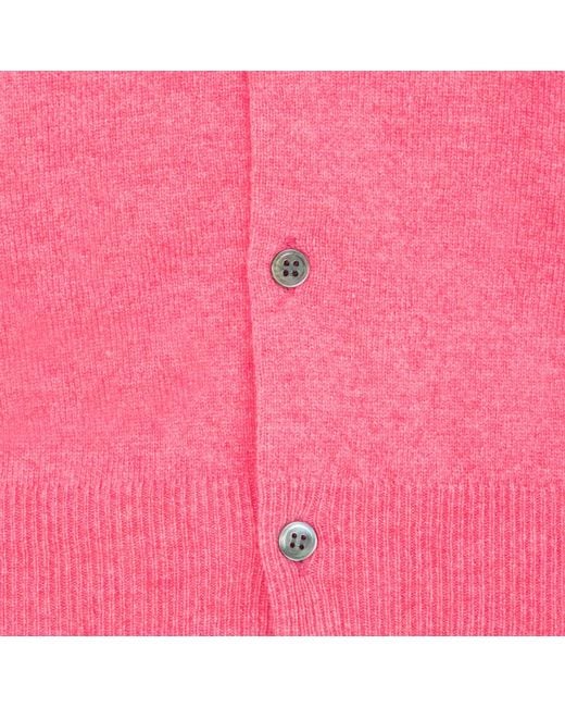 Comme des Garçons Pink Overlapping Heart Wool Cardigan
