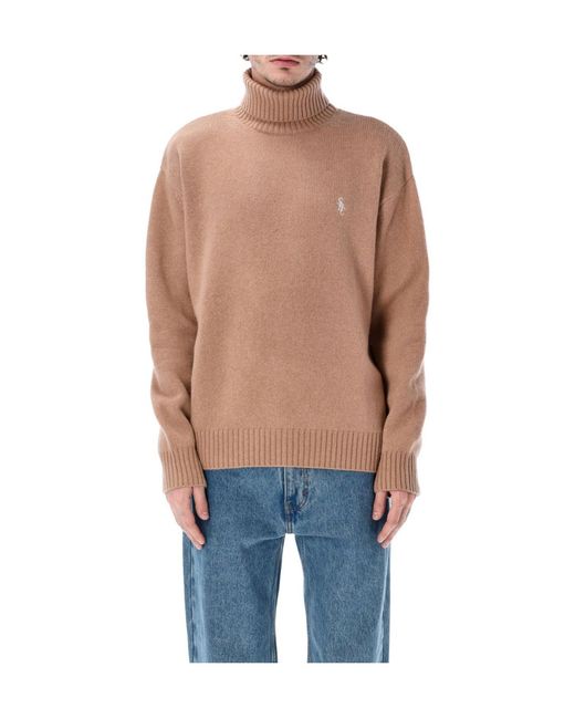 Sporty & Rich Blue Src Logo Embroidered Turtleneck Knitted Jumper
