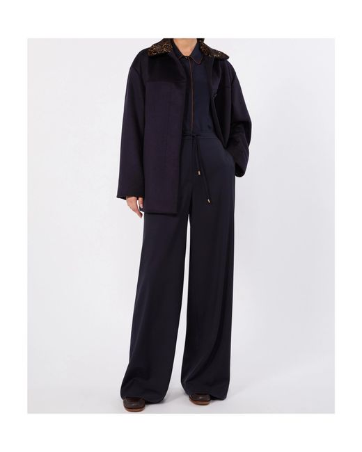 Max Mara Blue Studio Crepe De Chine Shirt