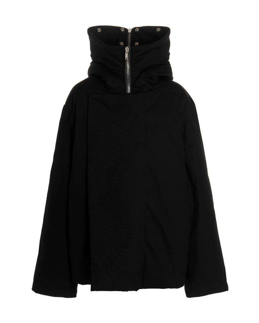 Rick Owens Black Hooded Down Jacket