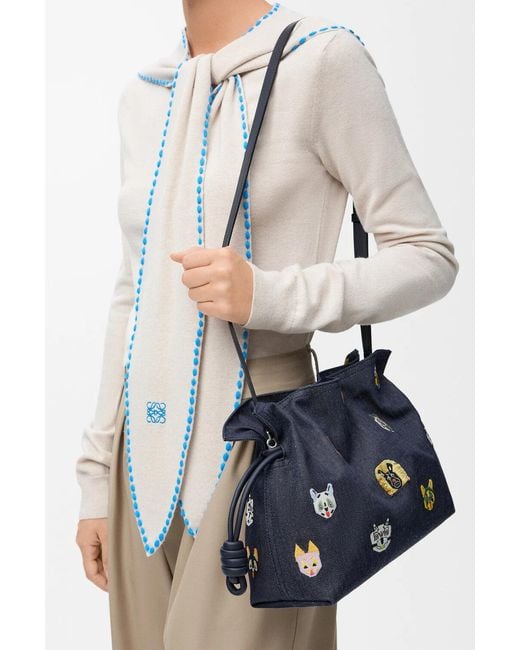Loewe Blue Logo Detail Embroidered Clutch Bag