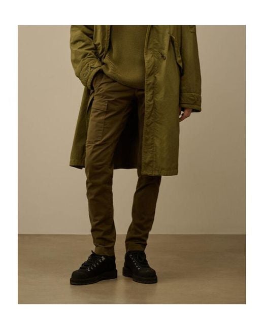 C P Company Green Cargo Pocket-Detail Trousers for men