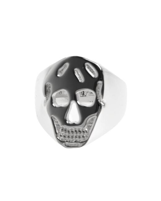 McQueen Metallic Skull Signet Ring for men