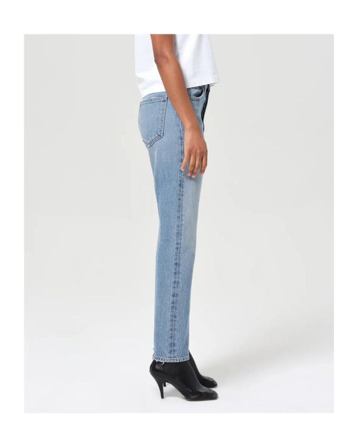 Agolde Blue 90's Pinch Waist High Rise Straight