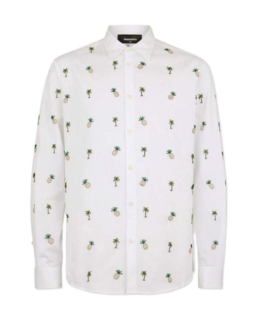 DSquared² White Embroidered Motif Shirt for men