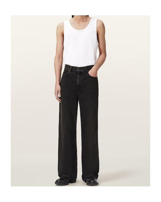 AllSaints Black Lenny Wide Leg Denim Jeans for men