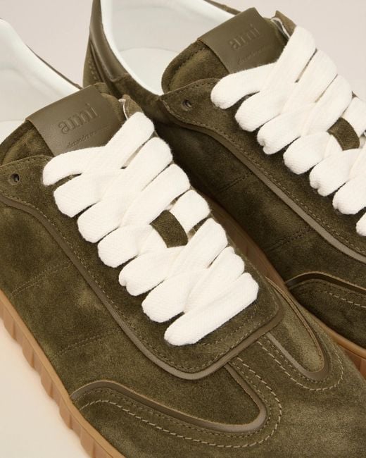 AMI Green Suede Lace-Up Sneakers