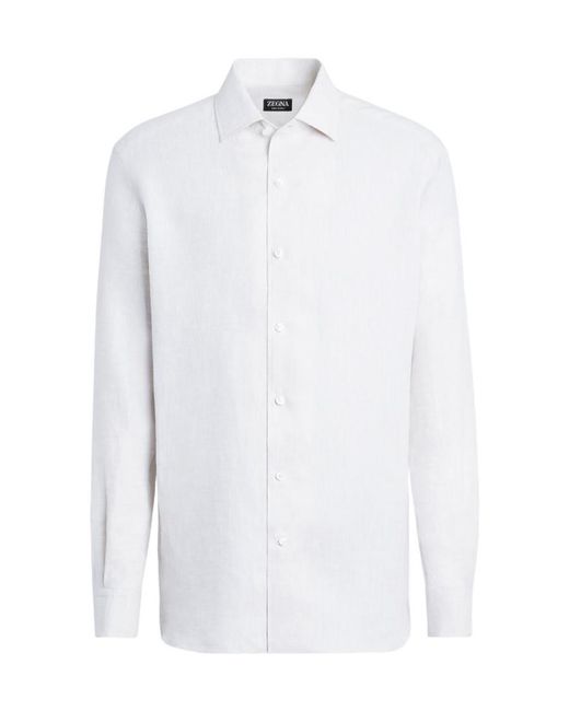 Zegna White Buttoned Long-Sleeved Shirt for men