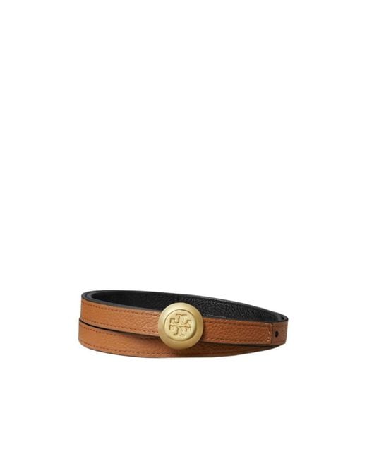 Tory Burch White Medallion Double T-Motif Leather Belt