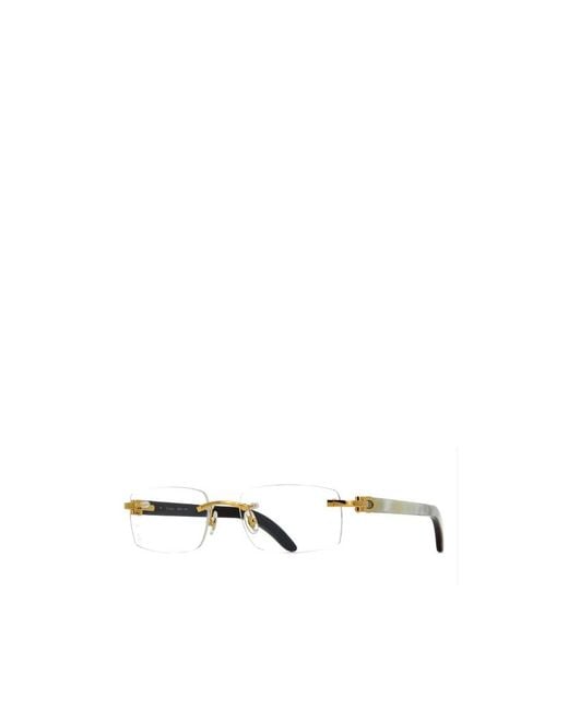 Cartier White Rimless Rectangular Frame Glasses for men