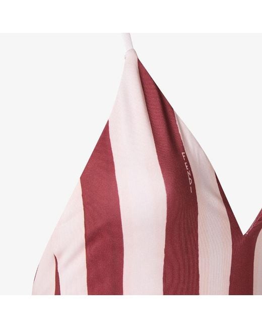 Fendi Red Striped Halterneck One-Piece Swimsuit