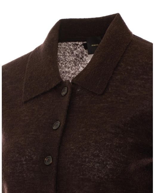 Pinko Brown Button-Down Polo Cardigan