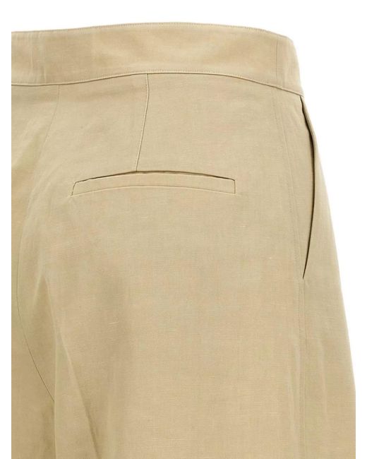 Yves Salomon Natural Pleated Front Casual Pants