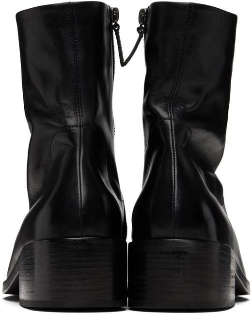 Marsèll Black Marsèll Square Toe Zipped Boots for men