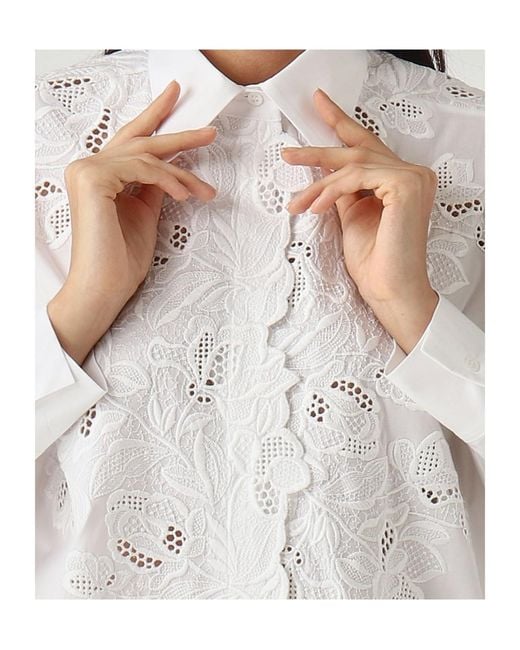 Ermanno Scervino White Embroidered Scalloped Shirt