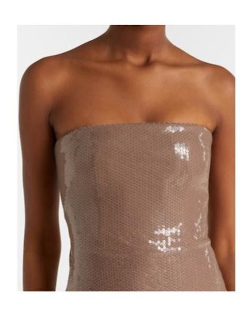 Alex Perry Brown Sequined Strapless Midi Dress