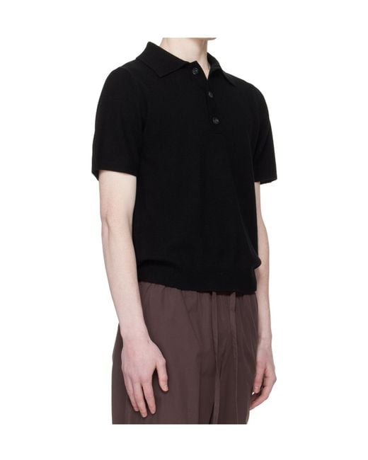Entire studios Black Short-Sleeve Buttoned Polo Shirt for men