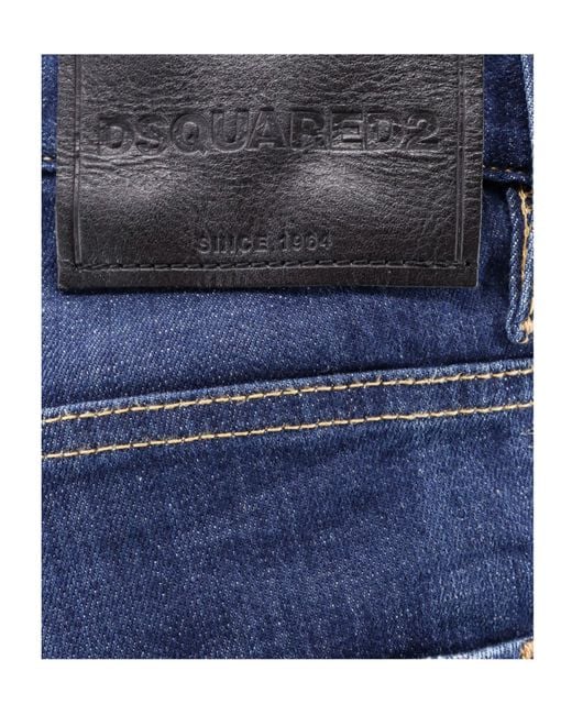 DSquared² Blue Dark Cb Wash Cool Guy Distressed Jeans for men