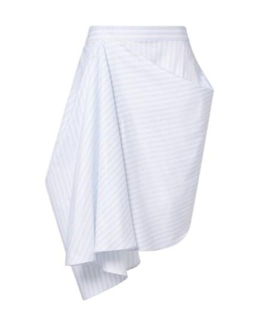 J.W. Anderson White Striped Draped Cotton Poplin Miniskirt