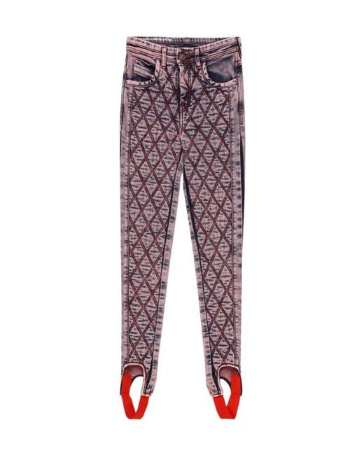DIESEL Red D-Duc Quilted Stirrup Skinny Jeans