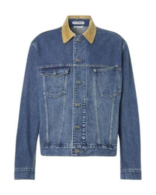J.W. Anderson Blue Corduroy-Trimmed Denim Jacket for men