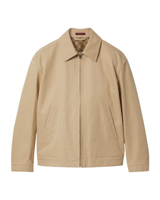 Gucci Natural Embroidered-Logo Cotton Jacket for men