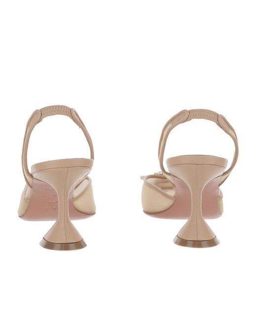 AMINA MUADDI Natural Mesh Slingback Sandals