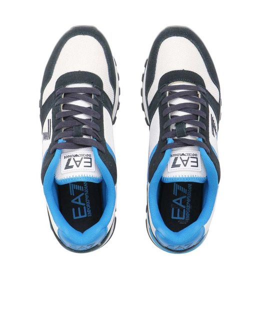 EA7 Blue Logo Strapped Casual Sneakers for men