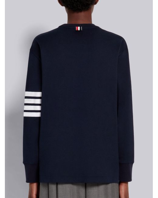Thom Browne Blue Engineered 4-Bar Long Sleeve T-Shirt
