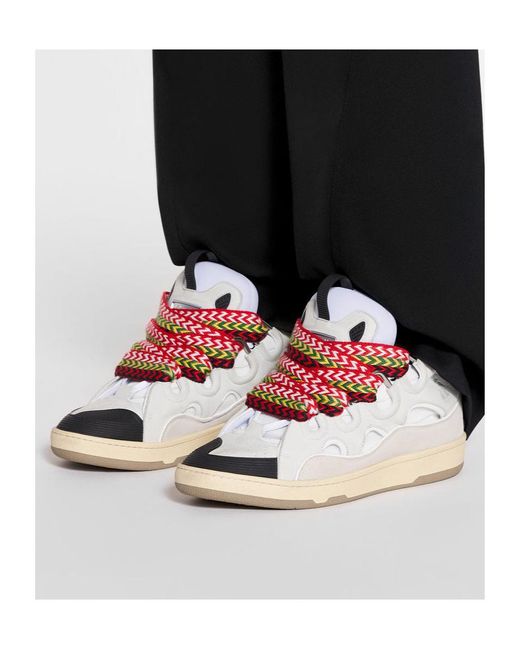 Lanvin Pink Curb Round Toe Lace-Up Sneakers