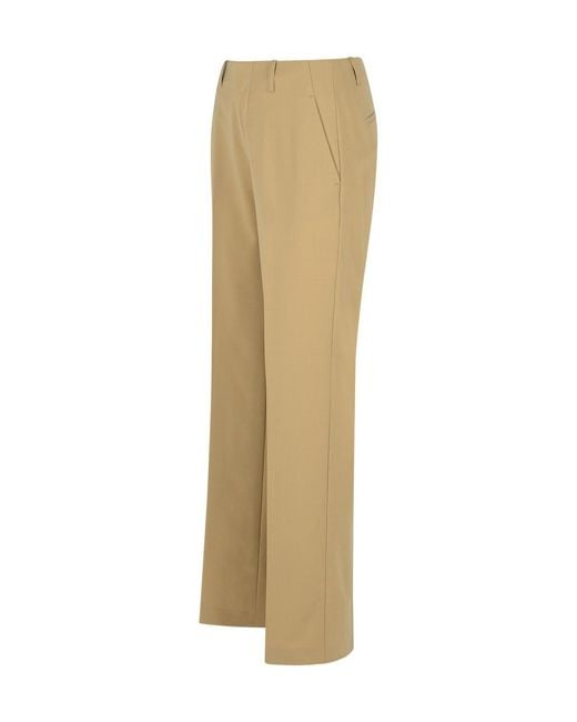 Closed Natural Pleated Straight-Leg Pants