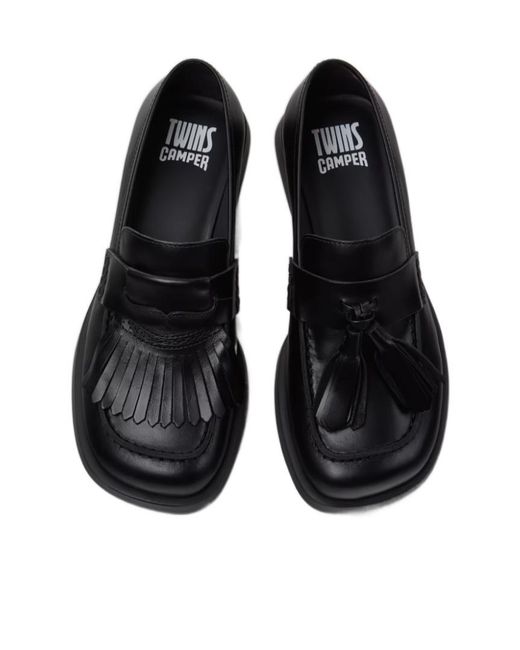 Camper Black Leather Moccasins For