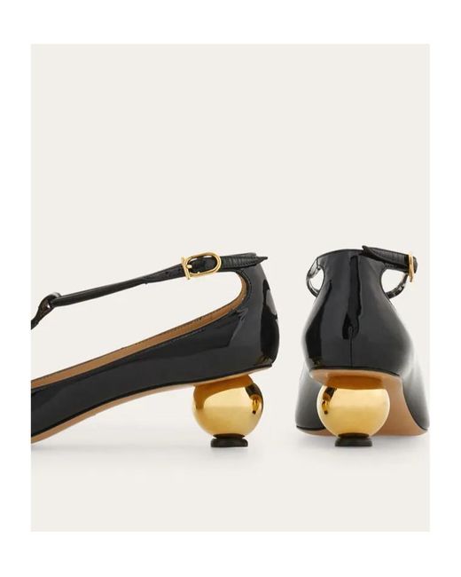 Ferragamo Brown Spherical Heel T-Strap Pump