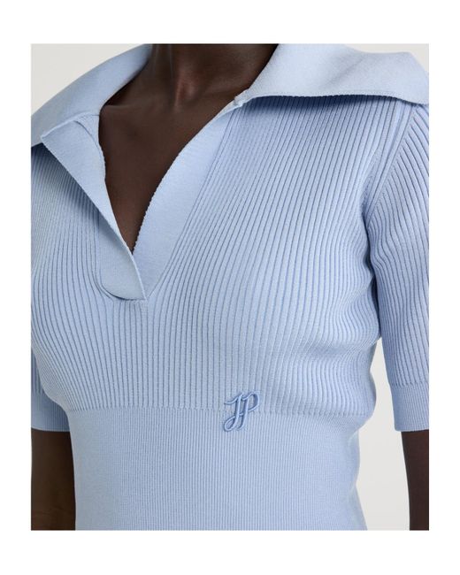 Patou Blue Knitted Polo Shirt