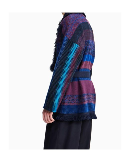 GIORGIO ARMANI X ALANUI Blue Giorgio Armani For Alanui Cashmere Blend Cardigan for men