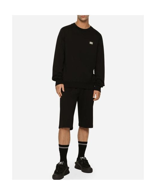 Dolce & Gabbana Black Logo Plaque Crewneck Sweatshirt for men