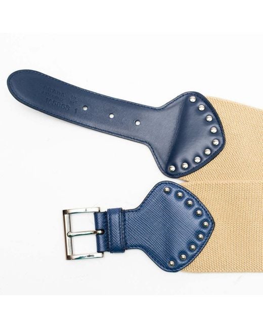 Prada Blue Logo Belt