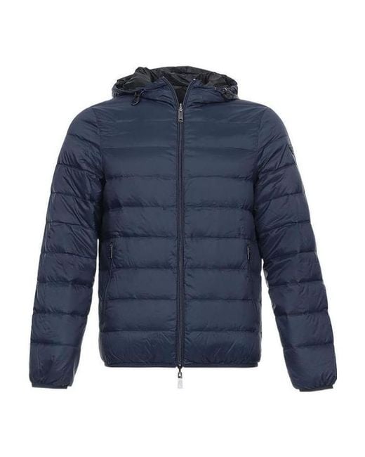 Emporio Armani Blue Front Zip Padded Jacket for men