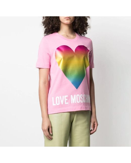 Moschino Pink T-Shirt With Round Neck And Short Sleeves
