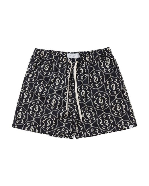 Les Deux Black Pattern Printed Swimming Trunks for men