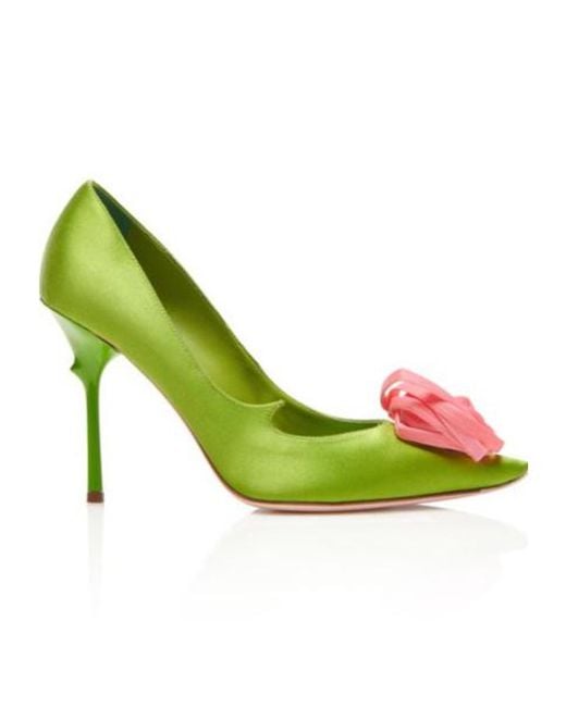 Roger Vivier Green Floral-Appliqu Pumps