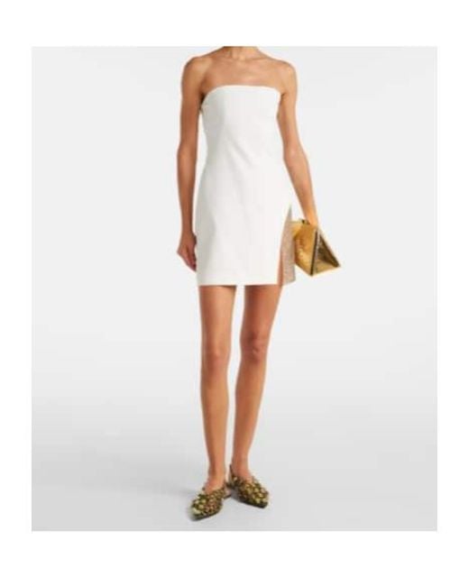 The Attico White Embellished Strapless Cady Minidress
