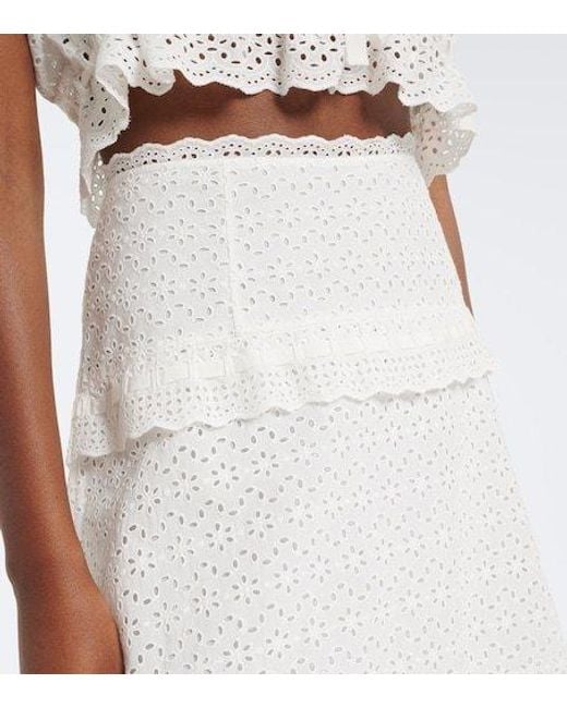 Ulla Johnson White Violetta Broderie Anglaise Midi Skirt