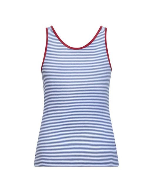 Prada Blue Crewneck Striped Tank Top