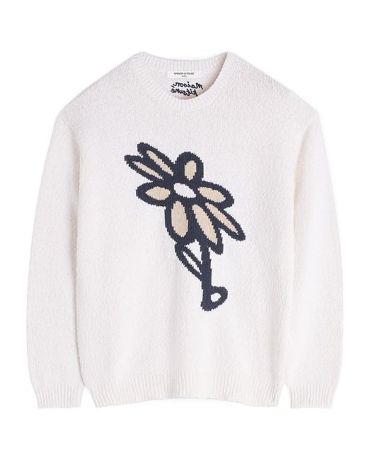 Maison Kitsuné White Maison Kitsuné Abstract Daisy Intarsia Jumper for men