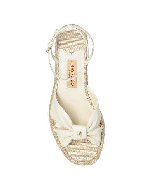 Jimmy Choo White Aella Wedge Espadrille Sandals