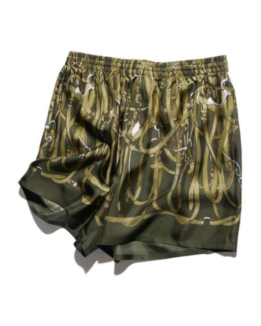 Gucci Green Printed Silk Twill Shorts for men