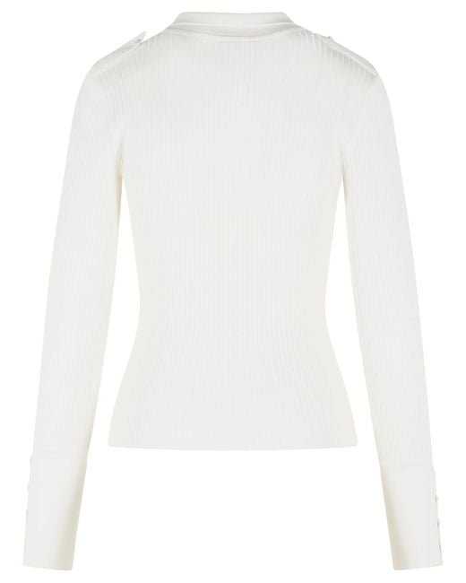 Courreges White Courrèges Ribbed Knit Polo Top