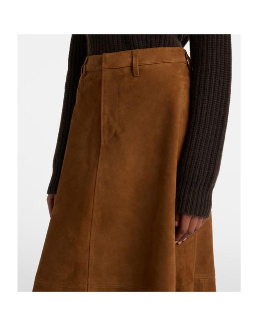 Citizens of Humanity Brown Cassia Suede Midi Skirt