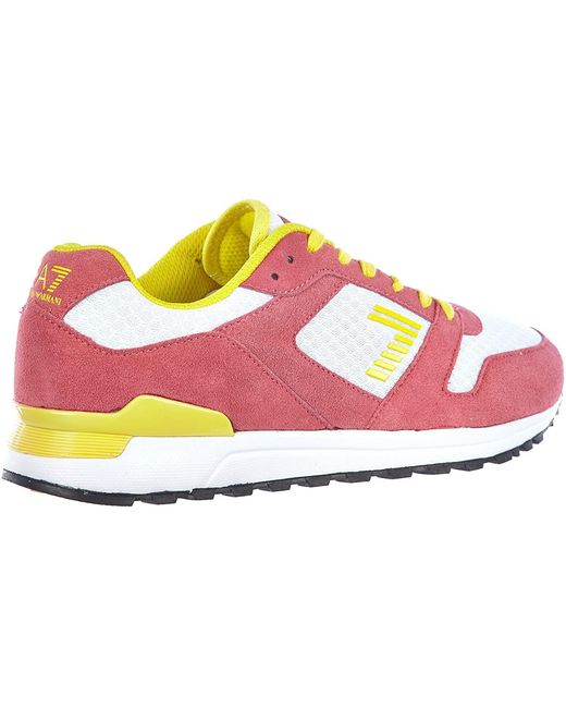EA7 Pink Logo Lace Up Casual Sports Shoes for men